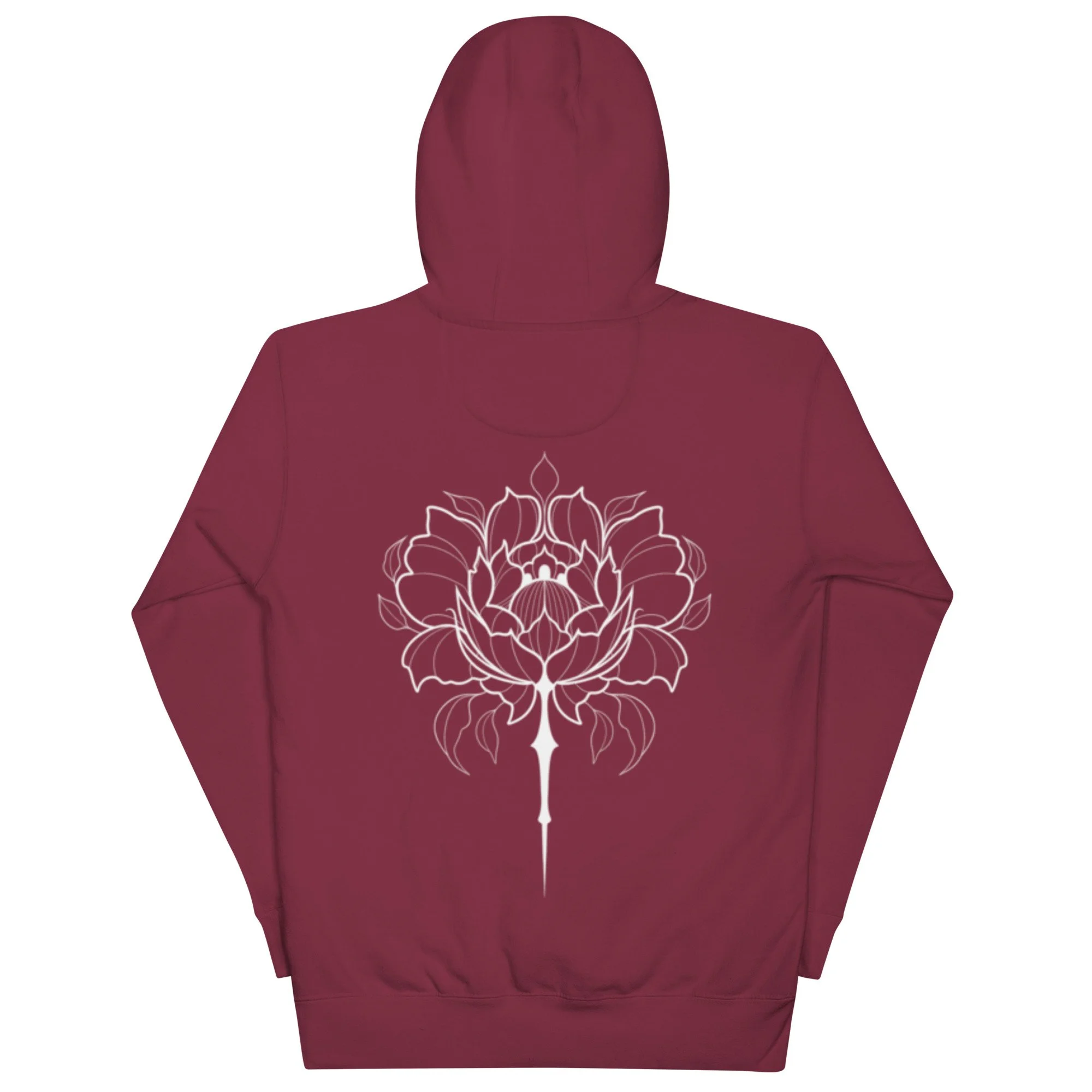 Bringer of Warmth unisex premium pullover hoodie in maroon, back view